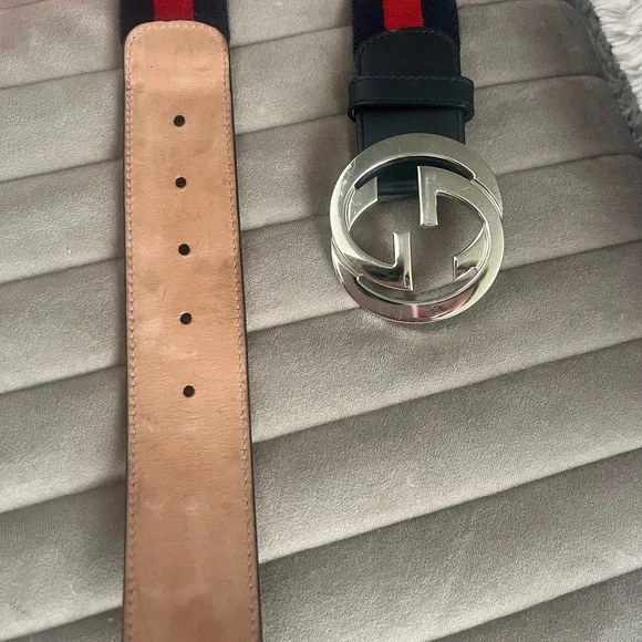 Gucci Navy and Red Belt with Iconic Interlocking G Buckle - Picture 5 of 6